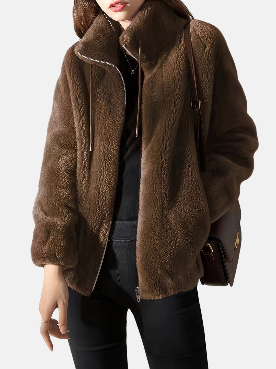Alya – Chaqueta de pelo suave con cremallera
