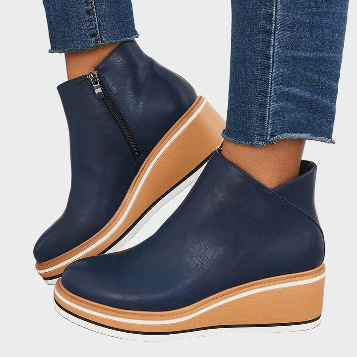 Rebeca - Botines de Cuero Ortopédicos Negros con Cuña