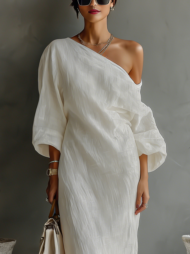 Vestido color marfil sin hombros