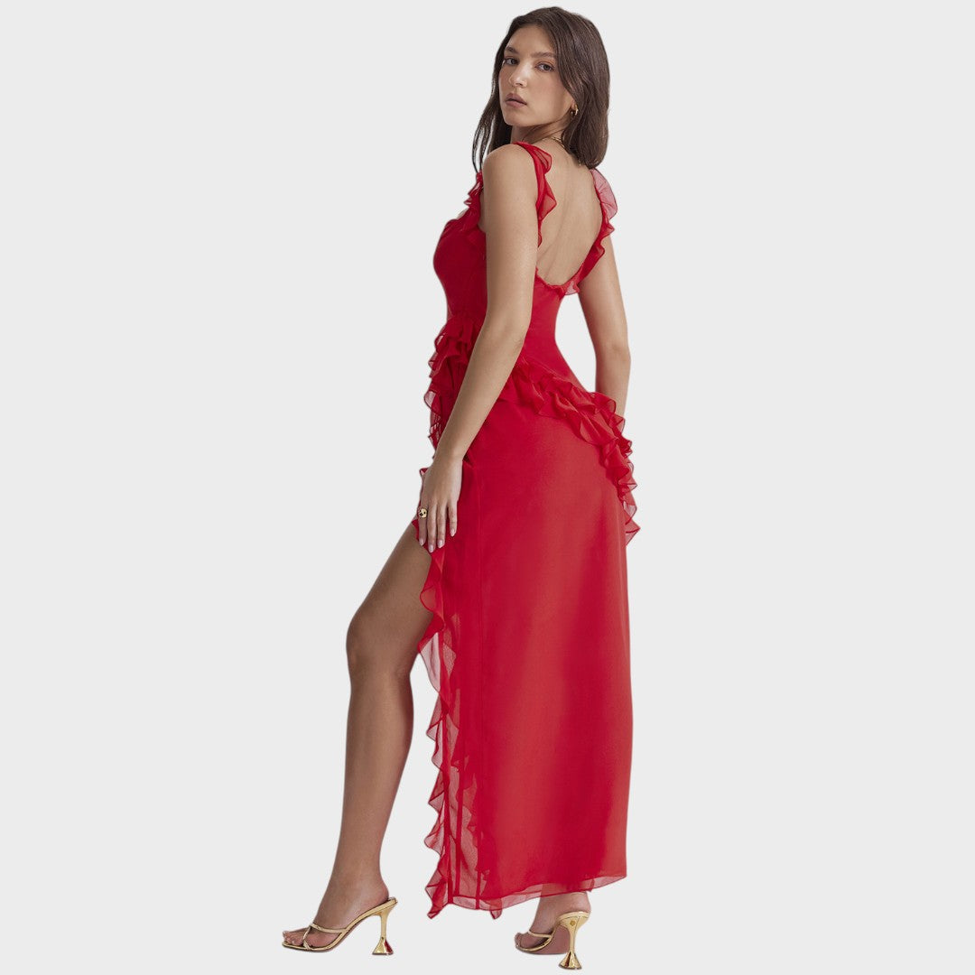 Amira - Vestido largo ciruela oscuro