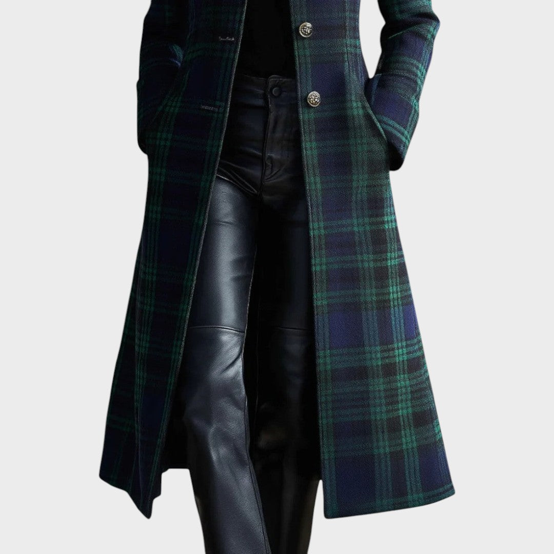Valli | Abrigo Elegante de Cuadros Atemporal