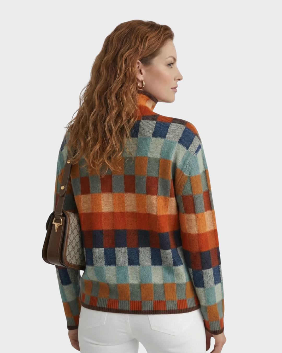 Suéter de Cuello Alto con Estampado Geométrico