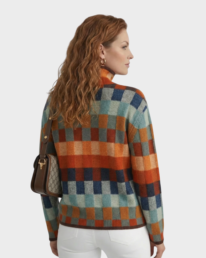 Suéter de Cuello Alto con Estampado Geométrico