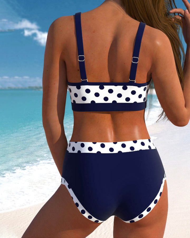 Liesbeth - Bikini de puntos de talle alto con diseño de patchwork