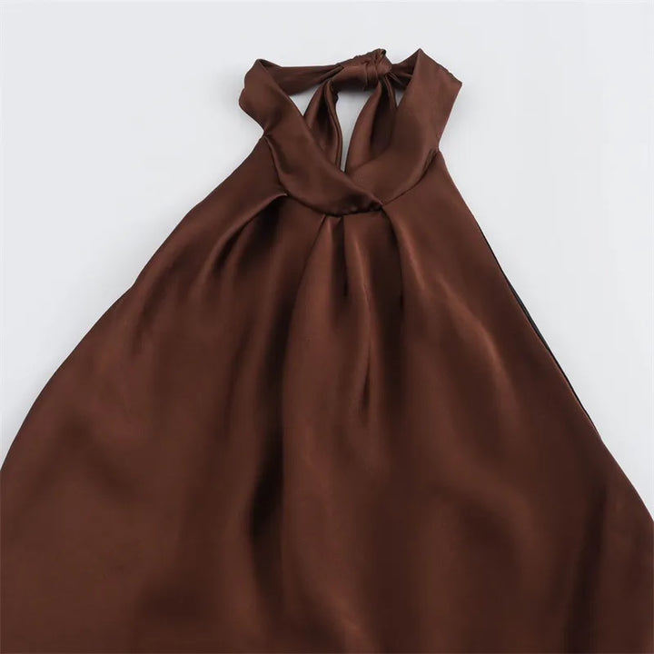 Vestido de Satén con Espalda Descubierta