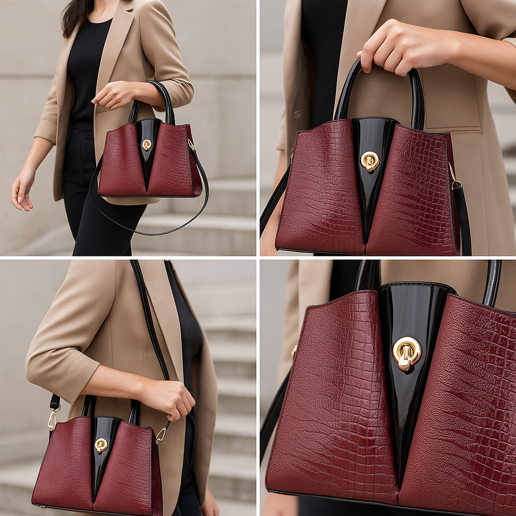 Isabella – Bolso estructurado de mano con acabado texturizado