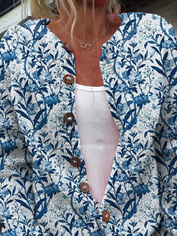 Cárdigan con Estampado Floral