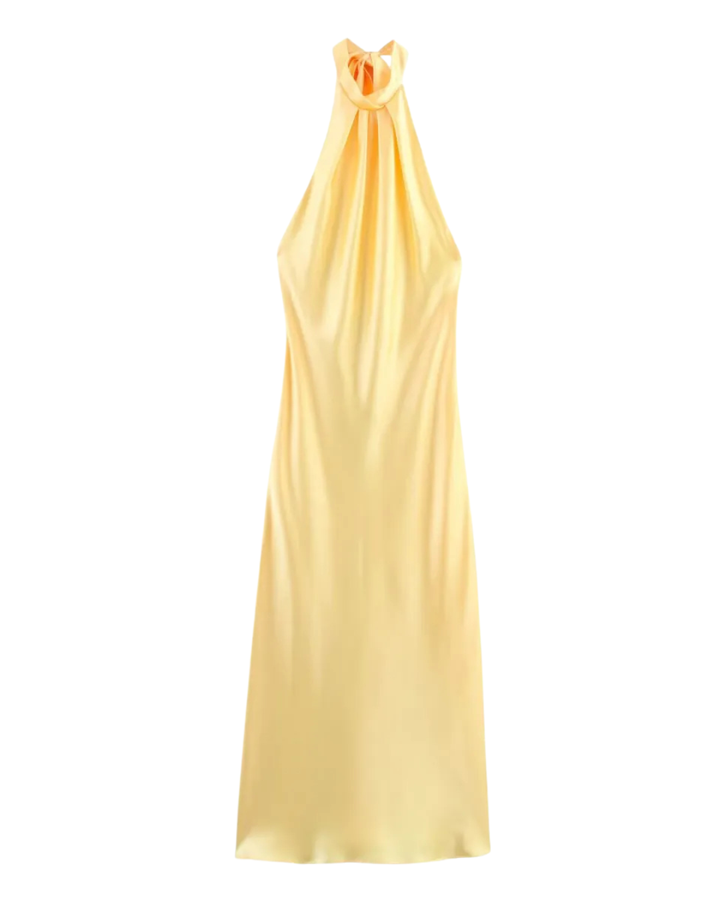 Vestido de Satén con Espalda Descubierta