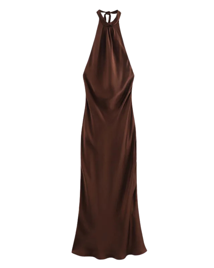 Vestido de Satén con Espalda Descubierta