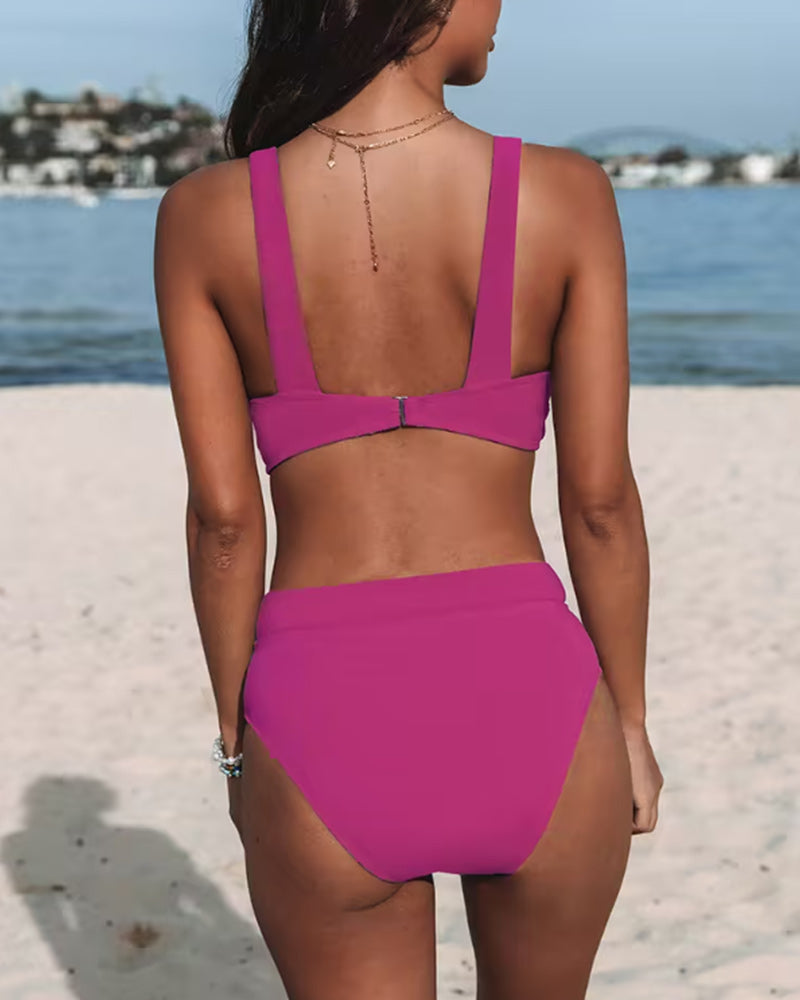Hilde - Traje de baño de corte alto y color sólido