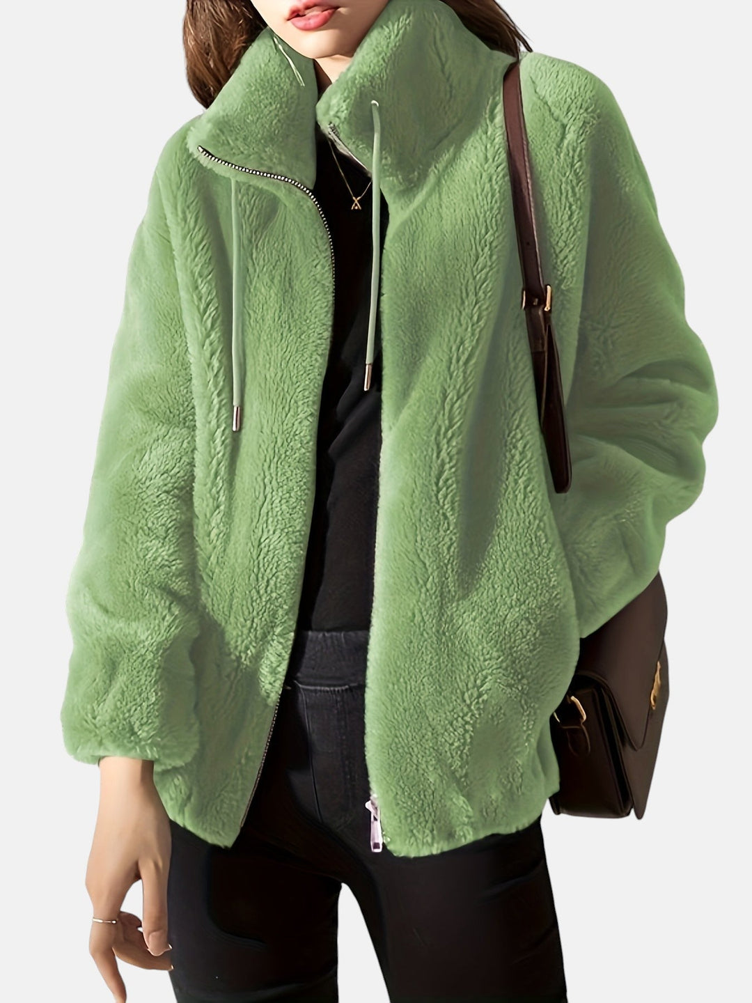 Alya – Chaqueta de pelo suave con cremallera