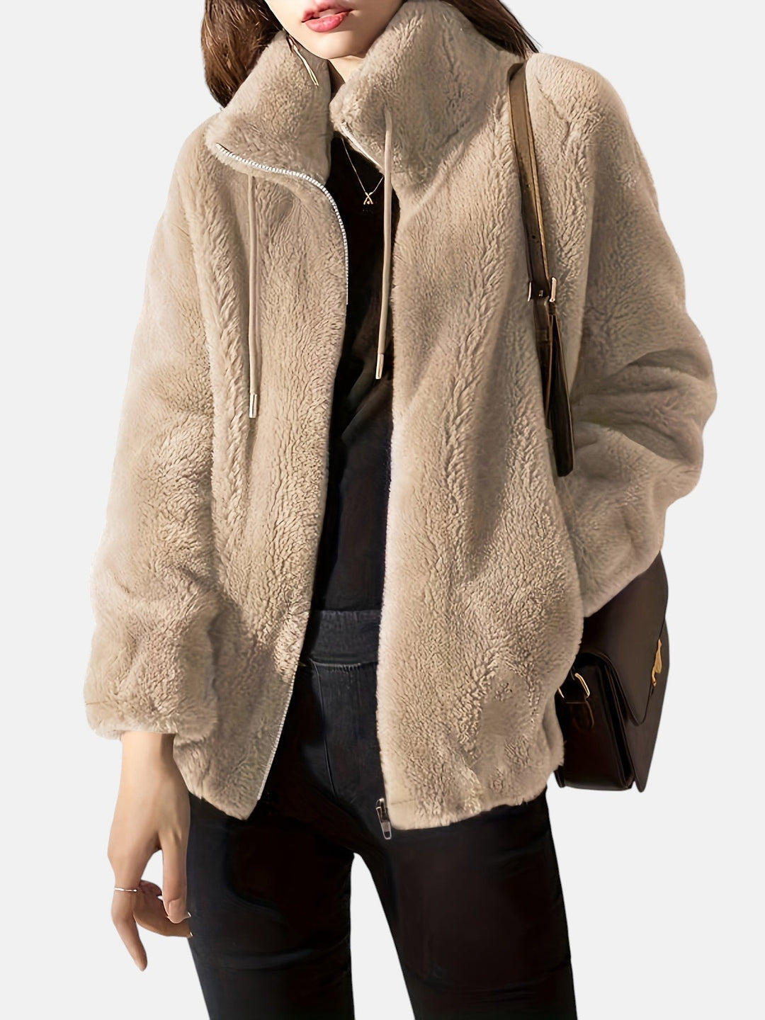 Alya – Chaqueta de pelo suave con cremallera