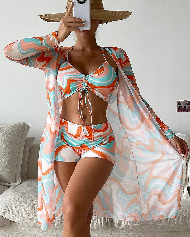 Alba - Conjunto de bikini de 3 piezas con estampado