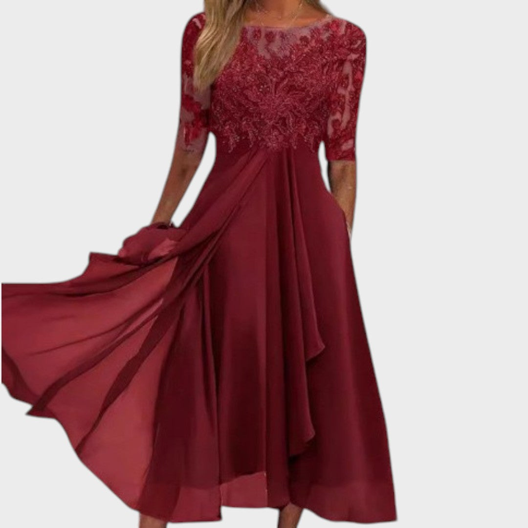 Gabhi – Vestido Midi Con Detalles De Encaje