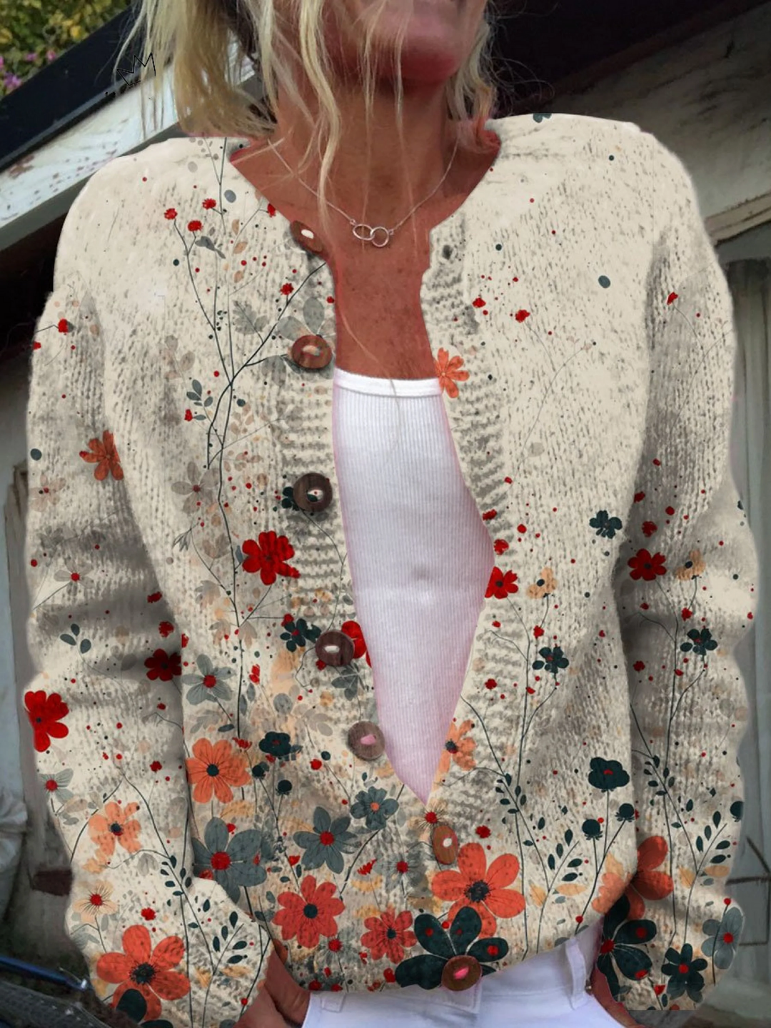 Cárdigan Vintage con Estampado Floral