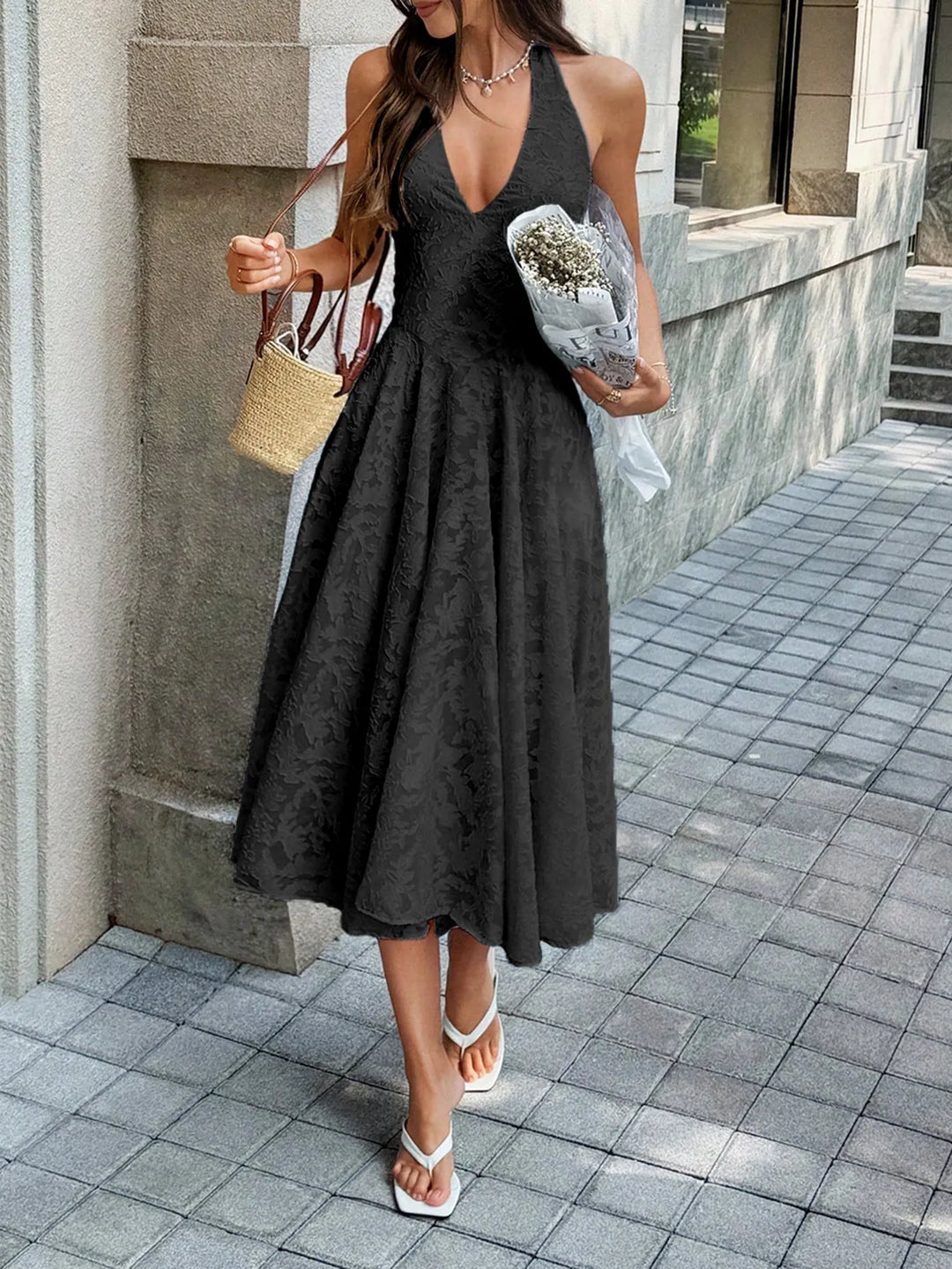 Vestido con Línea de Pliegues