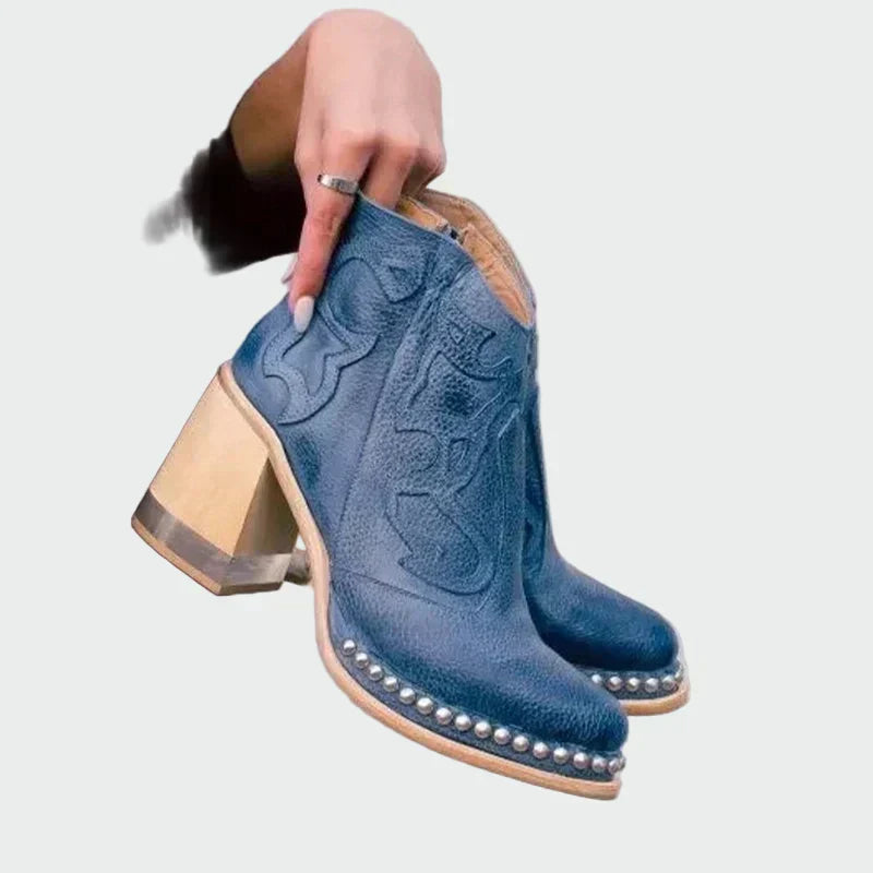 Irene - Botas De Cuero Bordadas Con Bordados Distintivos