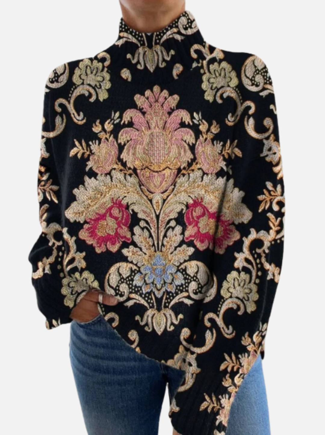 Sofía – Jersey de Cuello Alto Artístico