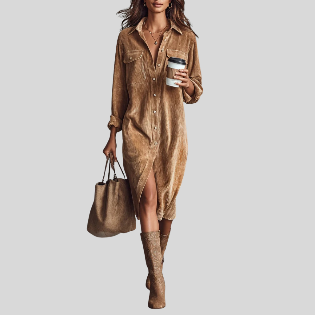 Estela – Vestido midi de pana