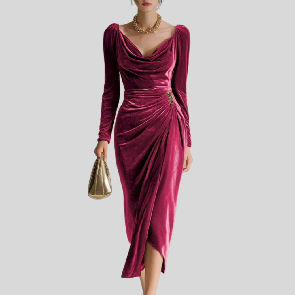 Paula | Vestido de terciopelo plisado que favorece la figura