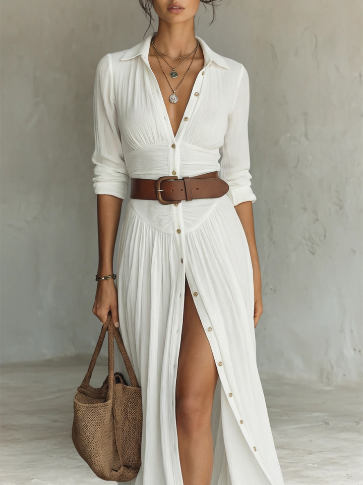 Vestido Maxi de Lino Blanco