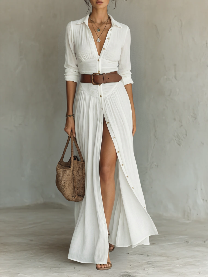 Vestido Maxi de Lino Blanco