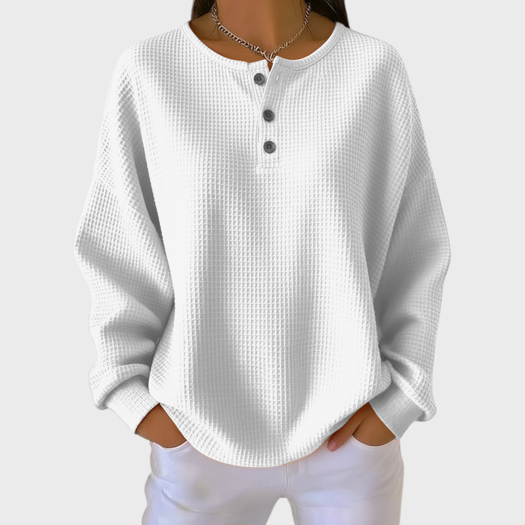 Carmen - Suéter naranja de suave punto de waffle