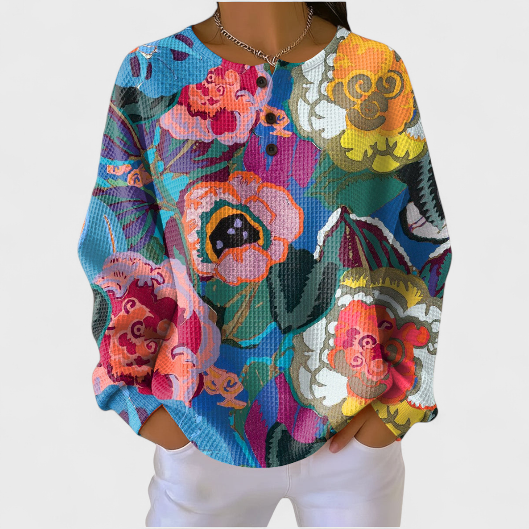 Ida - Sudadera con grandes flores coloridas