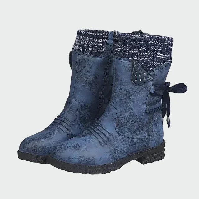 Victoria - Botines De Gamuza Azules Con Detalle Tricotado