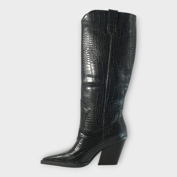 Camila - Botas Con Diseño Croco Y Tacón Elegante Diario
