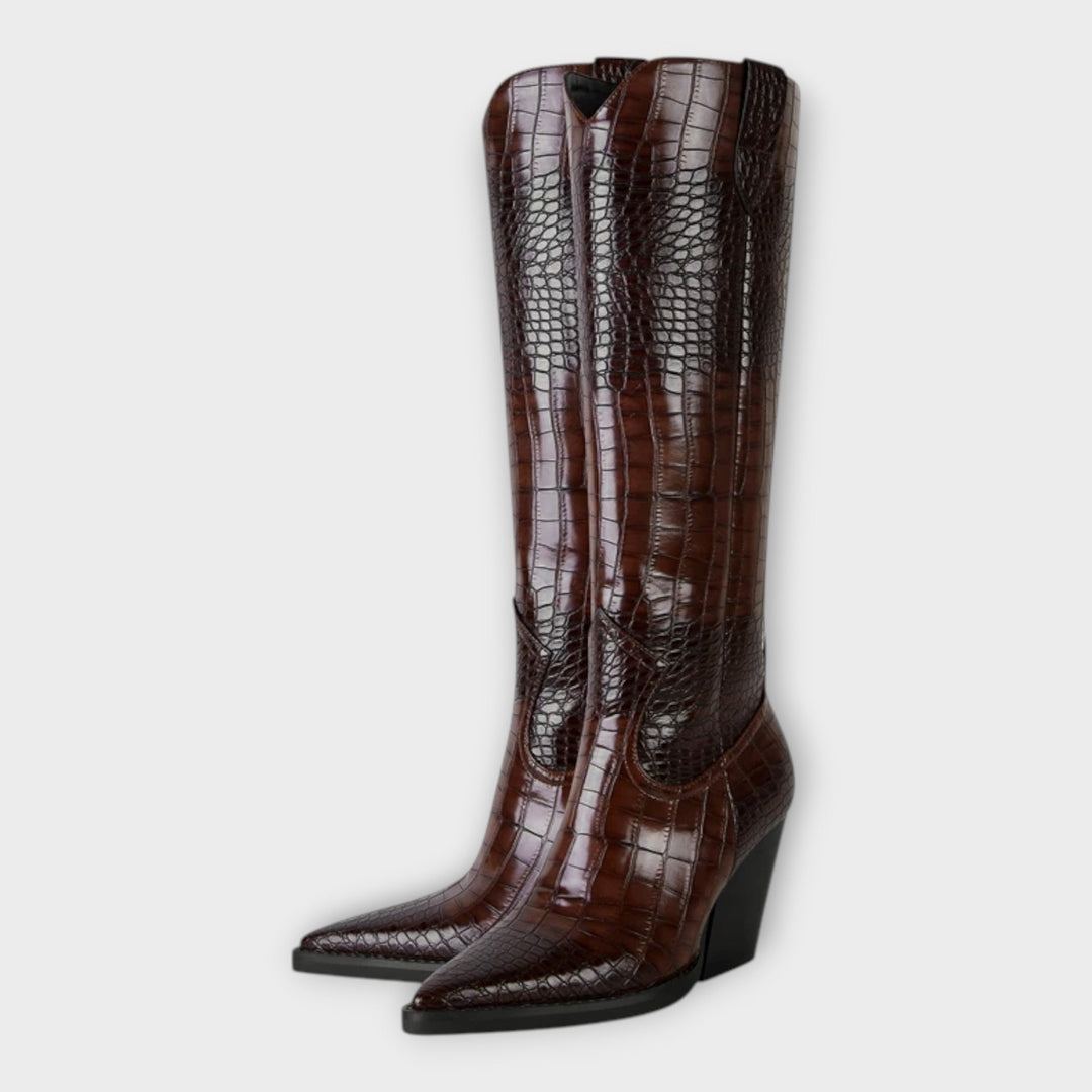 Camila - Botas Con Diseño Croco Y Tacón Elegante Diario