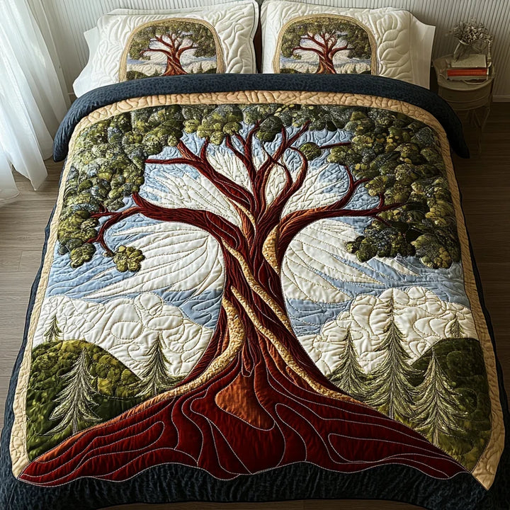Juego de cama acolchado de 3 piezas - Árbol de la Vida