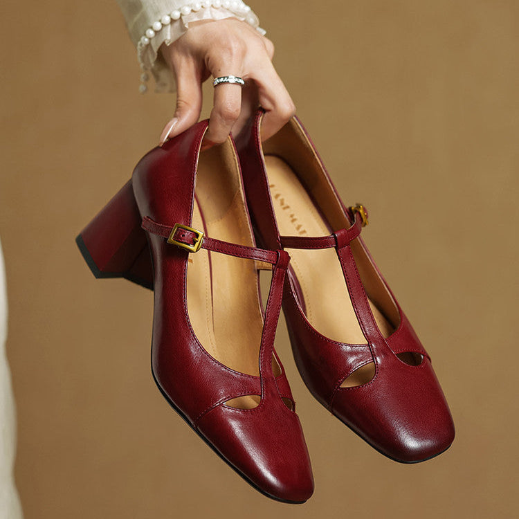 Elora Tacones Altos de Cuero Auténtico