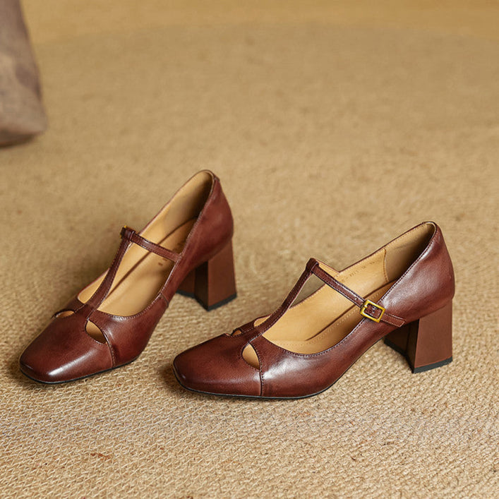 Elora Tacones Altos de Cuero Auténtico
