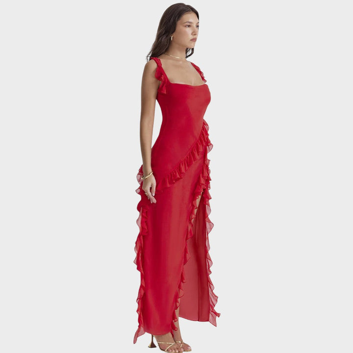 Amira - Vestido largo ciruela oscuro