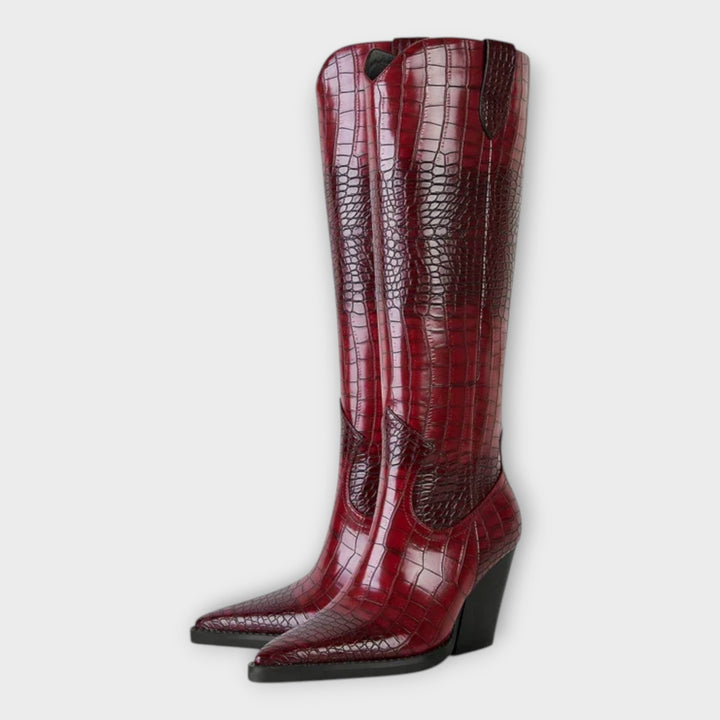 Camila - Botas Con Diseño Croco Y Tacón Elegante Diario