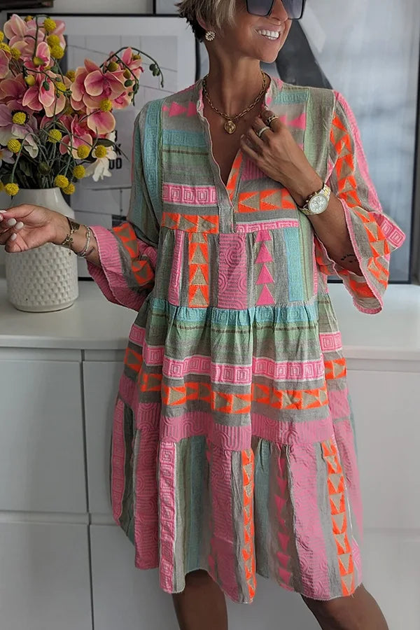 Juliane – Vestido Boho de Swing con Detalles de Volantes
