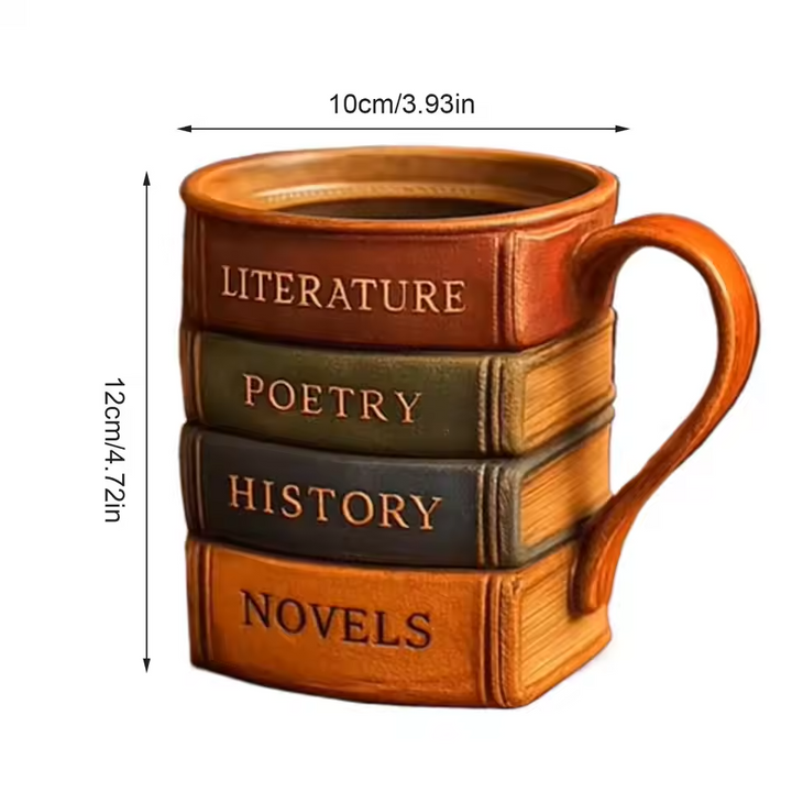 Amante de los Libros – Taza de café 3D hecha a mano