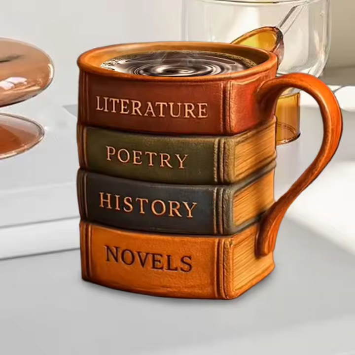 Amante de los Libros – Taza de café 3D hecha a mano