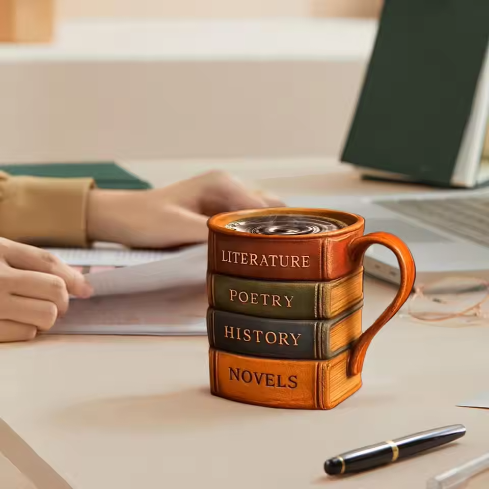 Amante de los Libros – Taza de café 3D hecha a mano