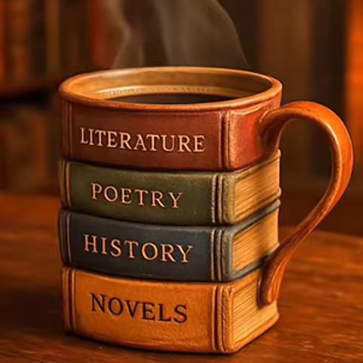 Amante de los Libros – Taza de café 3D hecha a mano