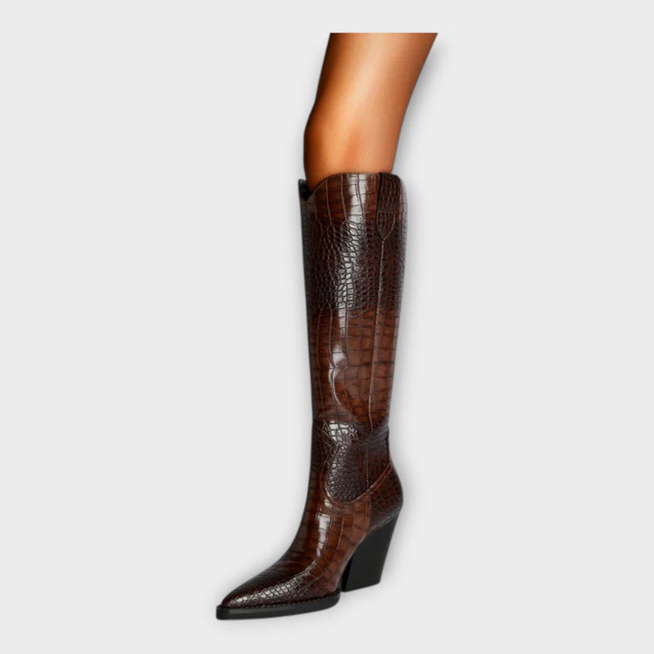 Camila - Botas Con Diseño Croco Y Tacón Elegante Diario