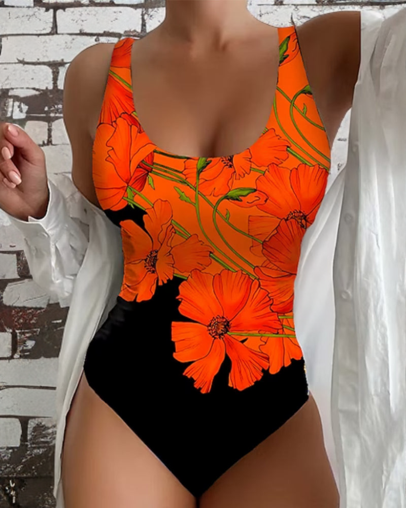 Lucy - Elegante traje de baño de una pieza con estampado floral