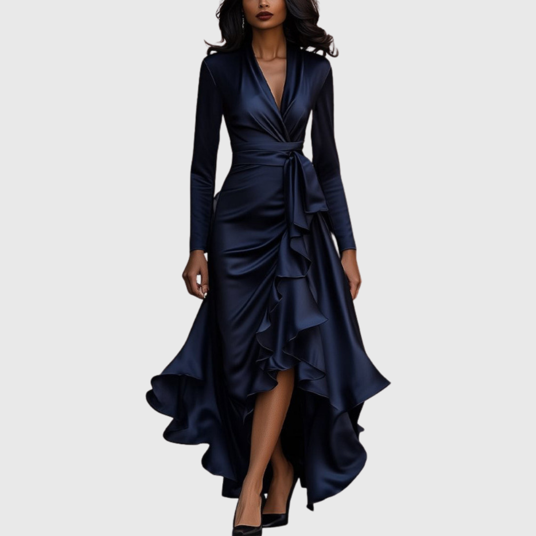 Valentina – Vestido elegante de satén con drapeado