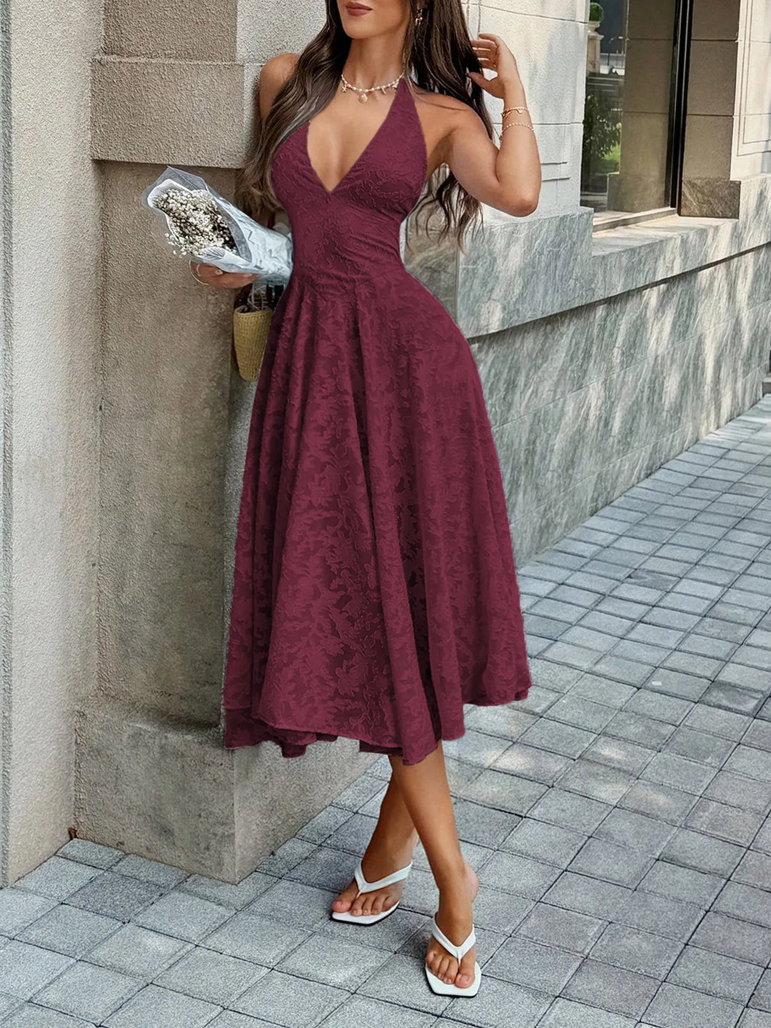 Vestido con Línea de Pliegues