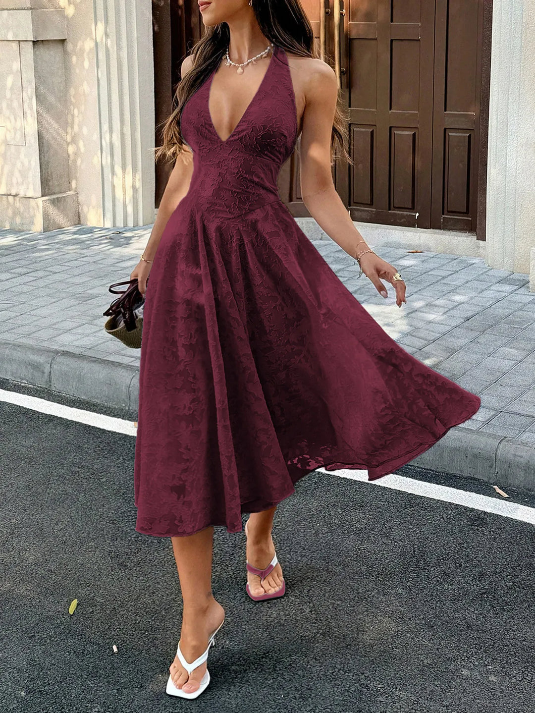Vestido con Línea de Pliegues