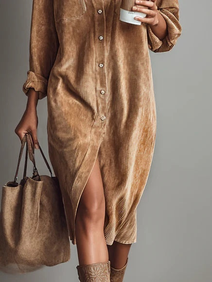 Estela – Vestido midi de pana