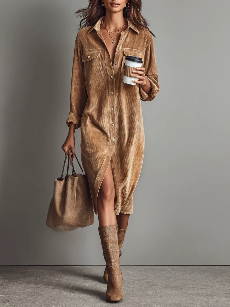 Estela – Vestido midi de pana