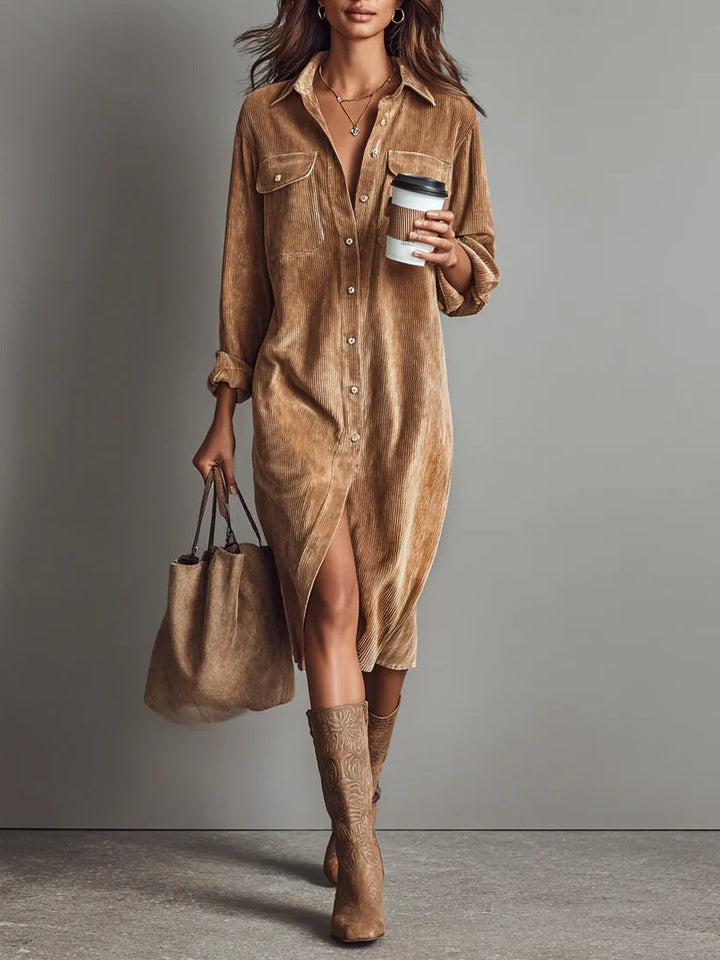 Estela – Vestido midi de pana