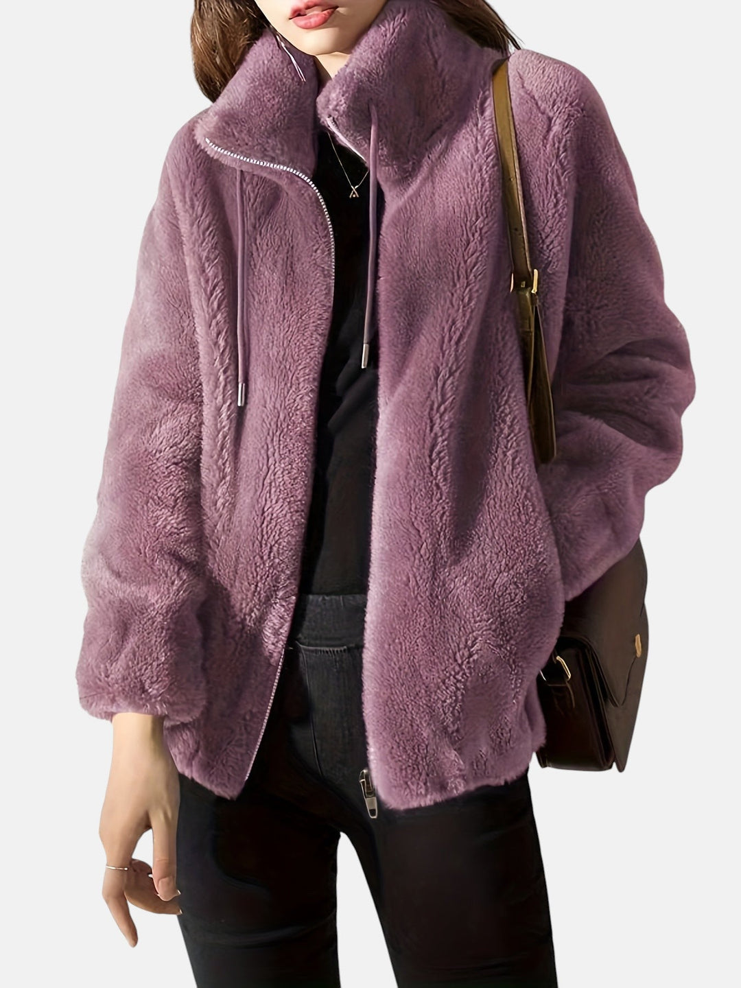 Alya – Chaqueta de pelo suave con cremallera